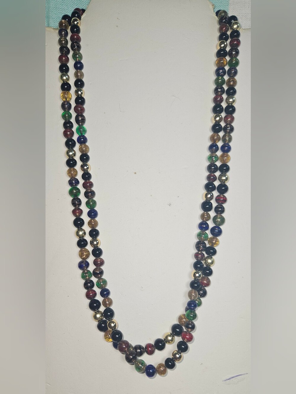 Multicolor Murano/Venetian Art Glass Bead Double Strand Necklace